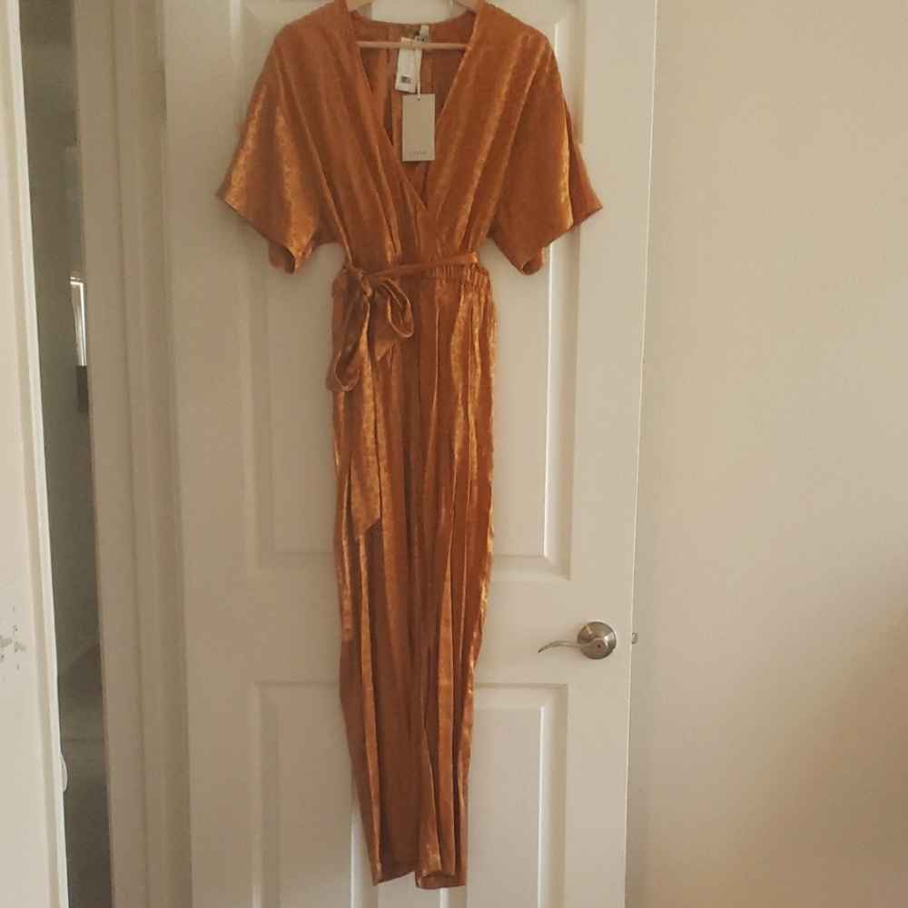 NWT Joie Copper Jumpsuit with Subtle Leopard Pattern